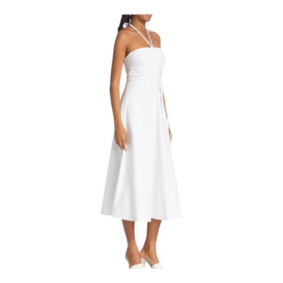 Veronica Beard dress Tucker ruched halter midi white size 14 - Picture 1 of 9